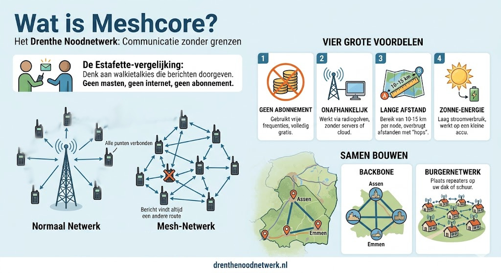 Meshcore mesh netwerk illustratie