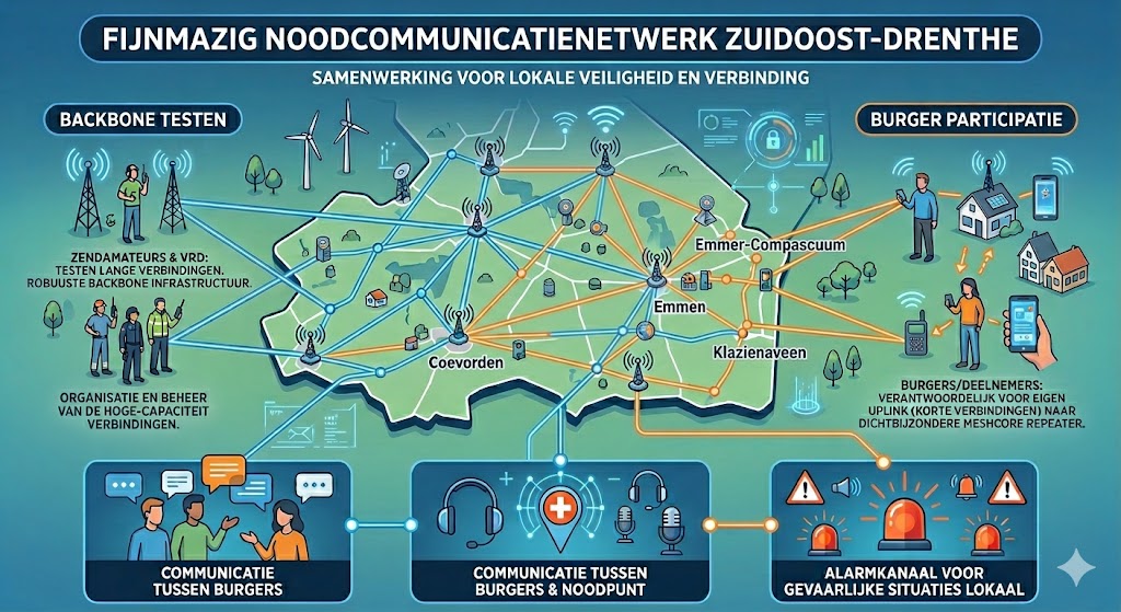 Netwerk kaart van Drenthe